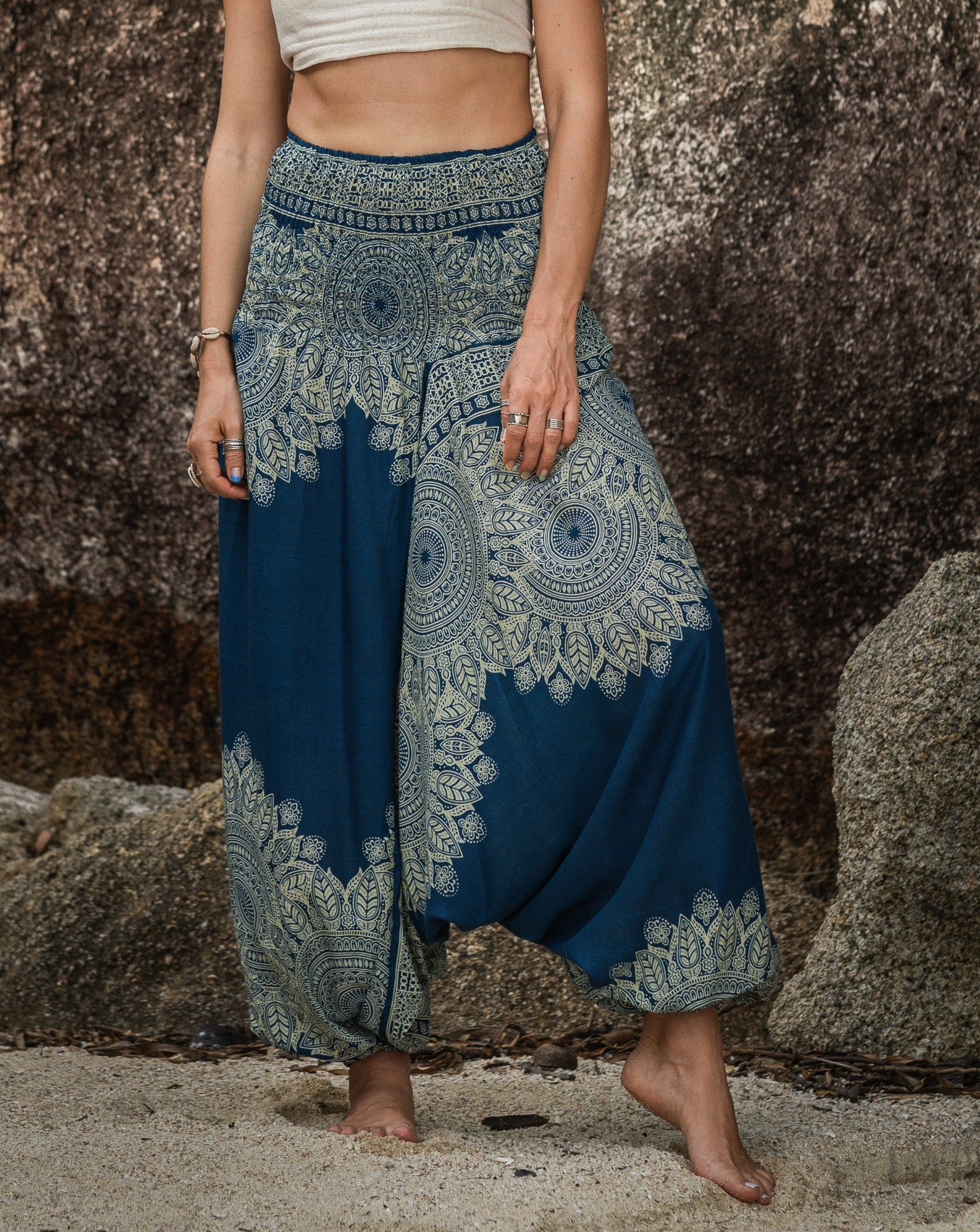 Harem Pants - Plain Mandala Print - Various Colours | KarmicChameleon