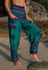 High Crotch Harem Pants - Pink Flower Mandala - Turquoise